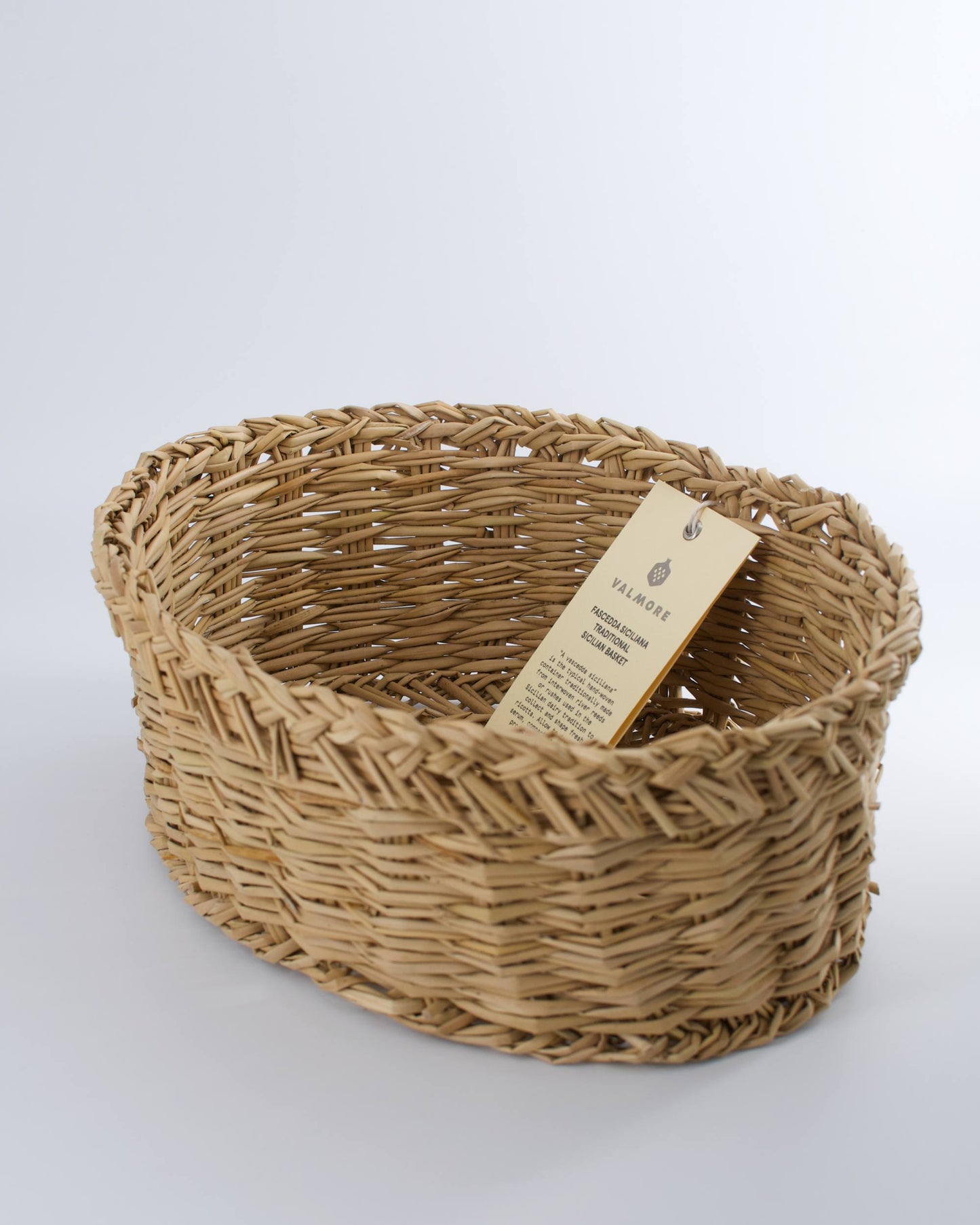 Authentic and traditional Sicilian hand-woven rush cheese basket oval (28cm)