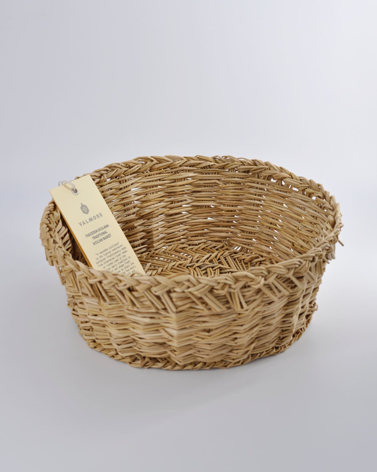 Vascedda Authentic and traditional Sicilian hand-woven rush cheese basket (D 26cm)