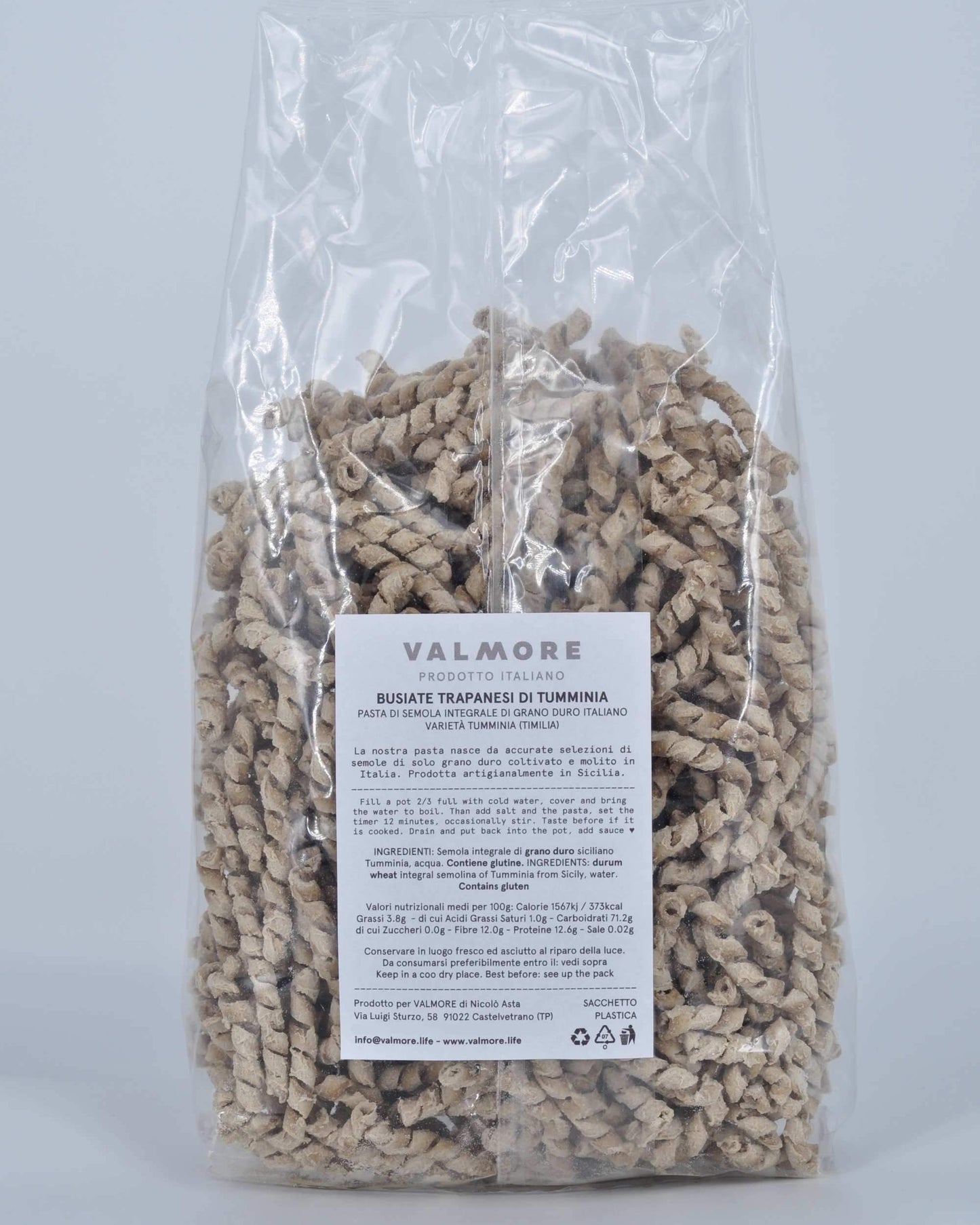 Busiate Trapanesi Integral Tumminia Sicilian Durum Whole Wheat Pasta, 500g