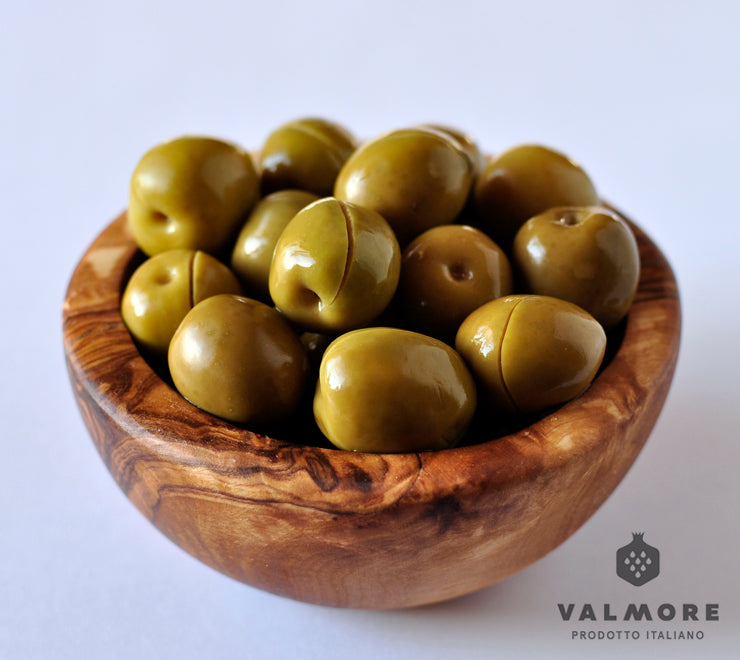 Nocellara del Belice green olives cut engraved in brine 500 g