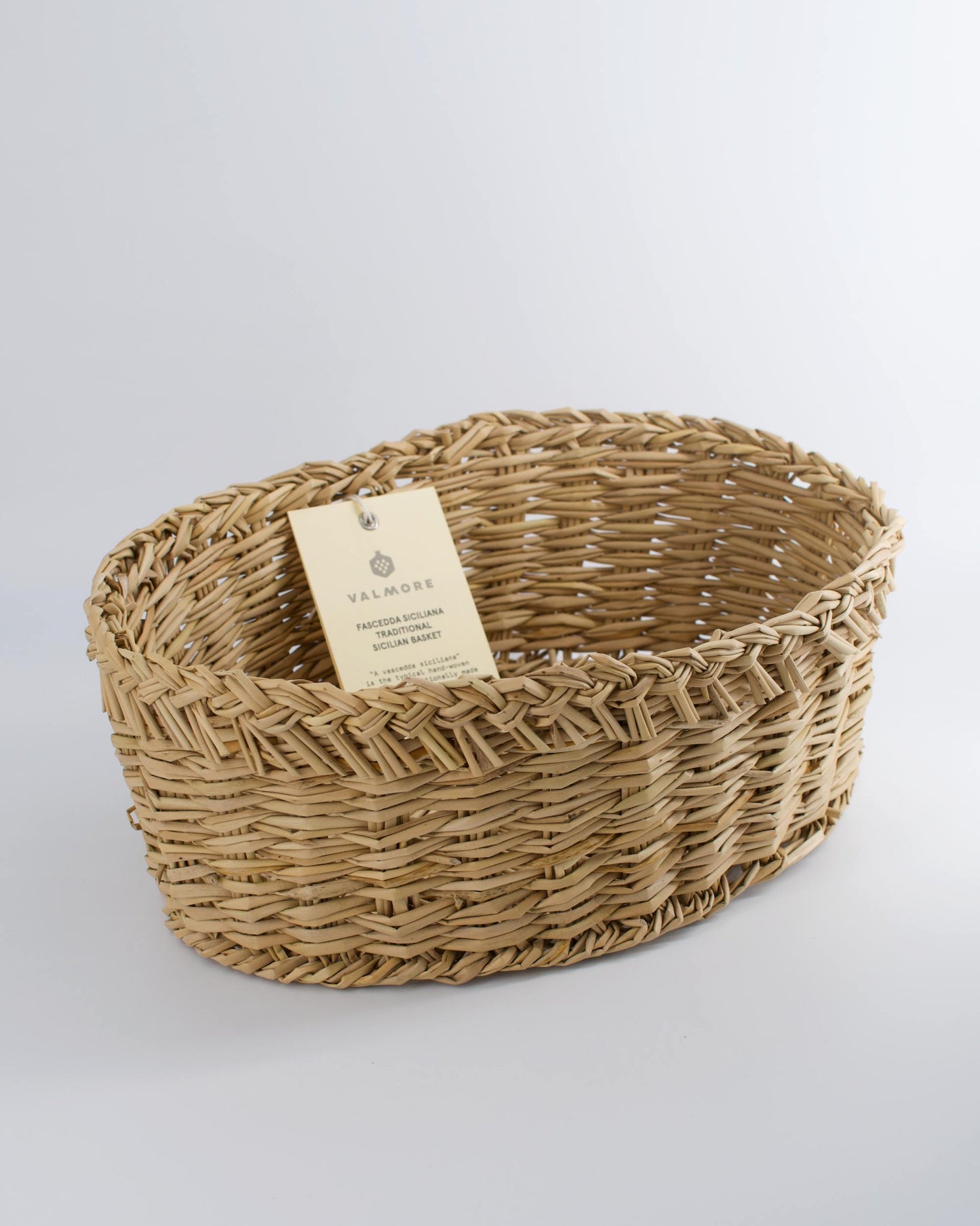 Authentic and traditional Sicilian hand-woven rush cheese basket oval (28cm)