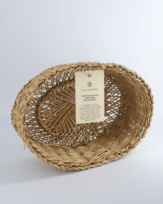 Authentic and traditional Sicilian hand-woven rush cheese basket oval (28cm)