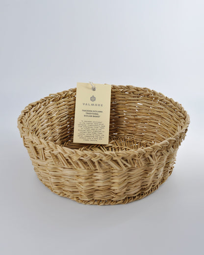 Vascedda Authentic and traditional Sicilian hand-woven rush cheese basket (D 26cm)