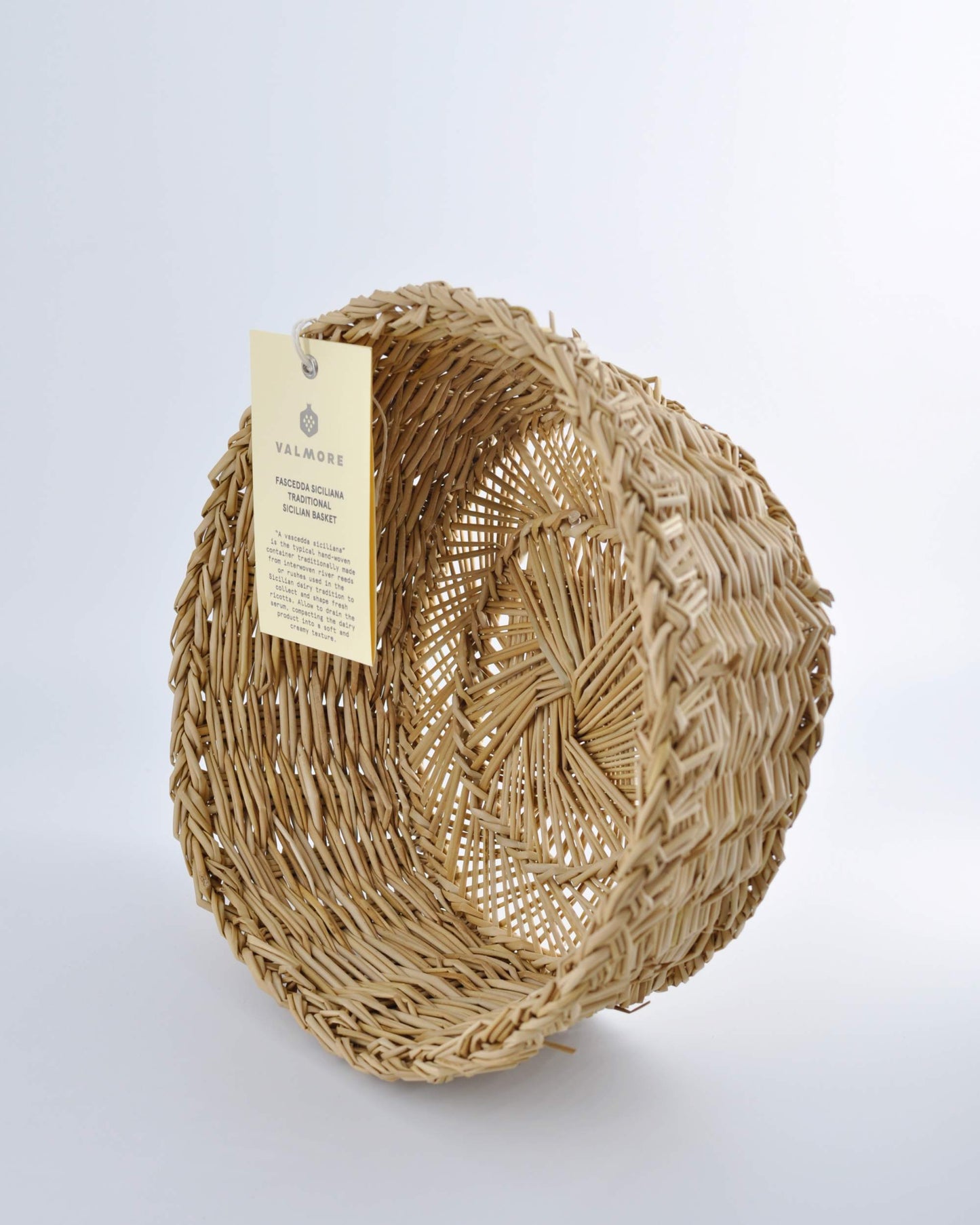 Vascedda Authentic and traditional Sicilian hand-woven rush cheese basket (D 26cm)