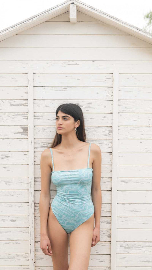 Women's Reversible One Piece Swimsuit Blue Quartz - Maui by Kostumari